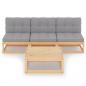 Preview: 4-tlg. Garten-Lounge-Set mit Kissen Kiefer Massivholz