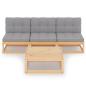 Preview: 4-tlg. Garten-Lounge-Set mit Kissen Kiefer Massivholz