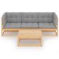 Preview: 4-tlg. Garten-Lounge-Set mit Kissen Kiefer Massivholz