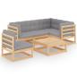 Preview: 6-tlg. Garten-Lounge-Set mit Kissen Kiefer Massivholz