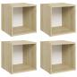 Preview: TV-Schränke 4 Stk. Weiß Sonoma-Eiche 37x35x37 cm Holzwerkstoff
