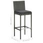 Preview: 5-tlg. Gartenbar-Set mit Kissen Poly Rattan Grau