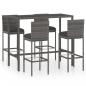 Preview: 5-tlg. Gartenbar-Set mit Kissen Poly Rattan Grau