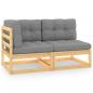 Preview: ARDEBO.de - 2-tlg. Garten-Lounge-Set mit Kissen Kiefer Massivholz
