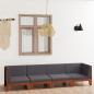 Preview: 4-tlg. Garten-Lounge-Set mit Kissen Akazie Massivholz