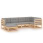 Preview: 6-tlg. Garten-Lounge-Set mit Kissen Massivholz Kiefer