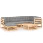 Preview: 7-tlg. Garten-Lounge-Set mit Kissen Massivholz Kiefer