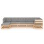 Preview: 7-tlg. Garten-Lounge-Set mit Kissen Massivholz Kiefer