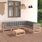 Preview: ARDEBO.de - 7-tlg. Garten-Lounge-Set mit Kissen Massivholz Kiefer