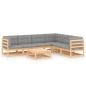 Preview: 7-tlg. Garten-Lounge-Set mit Kissen Massivholz Kiefer