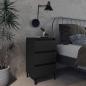 Preview: ARDEBO.de - Nachttische mit Metallbeinen 2 Stk. Schwarz 40x35x69 cm