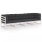 Preview: 4-Sitzer-Gartensofa mit Kissen Kiefer Massivholz