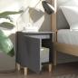 Preview: Nachttisch mit Massivholz-Beinen Grau 40x30x50 cm