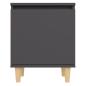 Preview: Nachttisch mit Massivholz-Beinen Grau 40x30x50 cm