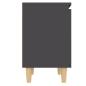 Preview: Nachttisch mit Massivholz-Beinen Grau 40x30x50 cm