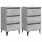Preview: Nachttische mit Metallbeinen 2 Stk. Betongrau 40x35x69 cm