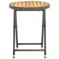 Preview: Beistelltisch Grau 60 cm Poly Rattan und Akazie Massivholz
