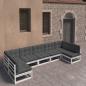 Preview: ARDEBO.de - 7-tlg. Garten-Lounge-Set mit Kissen Weiß Massivholz Kiefer