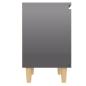 Preview: ARDEBO.de - Nachttisch mit Massivholz-Beinen Hochglanz-Grau 40x30x50 cm