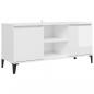 Preview: TV-Schrank mit Metallbeinen Hochglanz-Weiß 103,5x35x50 cm
