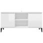 Preview: TV-Schrank mit Metallbeinen Hochglanz-Weiß 103,5x35x50 cm