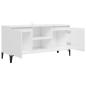Preview: TV-Schrank mit Metallbeinen Hochglanz-Weiß 103,5x35x50 cm