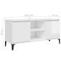 Preview: TV-Schrank mit Metallbeinen Hochglanz-Weiß 103,5x35x50 cm