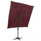 Preview: ARDEBO.de - Sonnenschirm mit Aluminium-Mast 4-lagig Bordeauxrot 250x250 cm