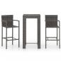 Preview: 3-tlg. Garten-Bar-Set mit Armlehnen Poly Rattan Grau