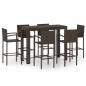 Preview: 7-tlg. Garten-Bar-Set mit Armlehnen Poly Rattan Braun