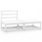 Preview: ARDEBO.de - 2-tlg. Garten-Lounge-Set Weiß Kiefer Massivholz