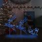 Preview: ARDEBO.de - Weihnachtsdeko LED Rentiere & Schlitten Acryl 260x21x87 cm Blau
