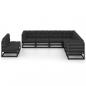 Preview: 9-tlg. Garten-Lounge-Set mit Kissen Schwarz Massivholz Kiefer