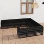 Preview: ARDEBO.de - 10-tlg. Garten-Lounge-Set mit Kissen Schwarz Massivholz Kiefer