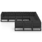 Preview: 10-tlg. Garten-Lounge-Set mit Kissen Schwarz Massivholz Kiefer