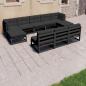 Preview: ARDEBO.de - 8-tlg. Garten-Lounge-Set mit Kissen Schwarz Massivholz Kiefer