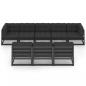 Preview: 8-tlg. Garten-Lounge-Set mit Kissen Schwarz Massivholz Kiefer