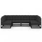 Preview: 6-tlg. Garten-Lounge-Set mit Kissen Schwarz Massivholz Kiefer