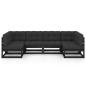 Preview: 6-tlg. Garten-Lounge-Set mit Kissen Schwarz Massivholz Kiefer