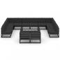Preview: 12-tlg. Garten-Lounge-Set mit Kissen Schwarz Massivholz Kiefer