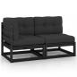 Preview: ARDEBO.de - 2-tlg. Garten-Lounge-Set mit Kissen Schwarz Kiefer Massivholz