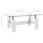 Preview: Couchtisch Weiß Transparent 95x55x40 cm Hartglas