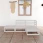Preview: ARDEBO.de - 4-tlg. Garten-Lounge-Set Weiß Massivholz Kiefer