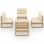 Preview: 4-tlg. Garten-Lounge-Set mit Kissen Kiefer Massivholz