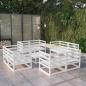 Preview: ARDEBO.de - 9-tlg. Garten-Lounge-Set Weiß Kiefer Massivholz