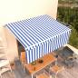 Preview: ARDEBO.de - Markise Manuell Einziehbar mit Rollo 4,5x3 m Blau & Weiß