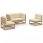 Preview: 4-tlg. Garten-Lounge-Set mit Kissen Kiefer Massivholz