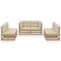 Preview: 6-tlg. Garten-Lounge-Set mit Kissen Kiefer Massivholz