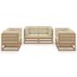 Preview: 6-tlg. Garten-Lounge-Set mit Kissen Kiefer Massivholz