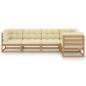 Preview: 5-tlg. Garten-Lounge-Set mit Kissen Kiefer Massivholz